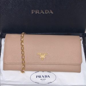 Prada Saffiano Leather Wallet On Chain clutch bag